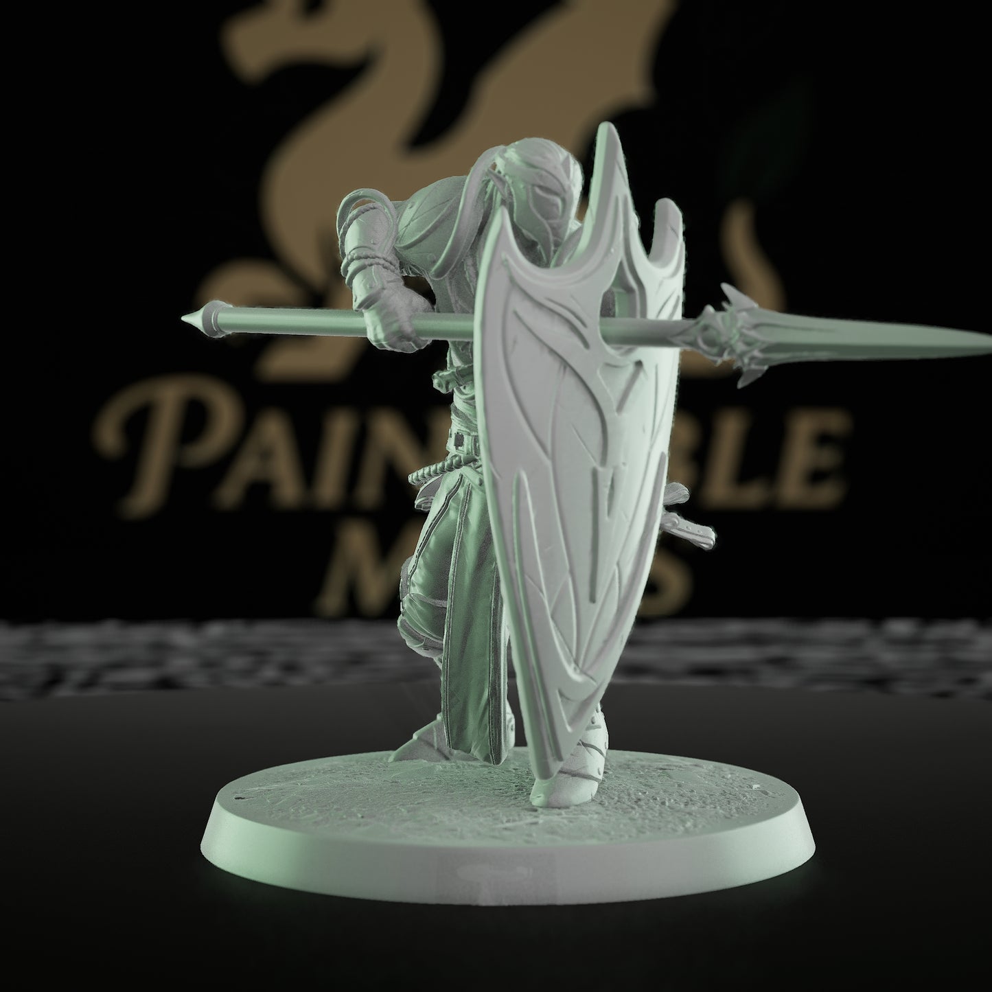 Collection Moon Elf Fighter Spear Warrior | Medium | Rescale Miniatures | D&D DnD Pathfinder Miniature
