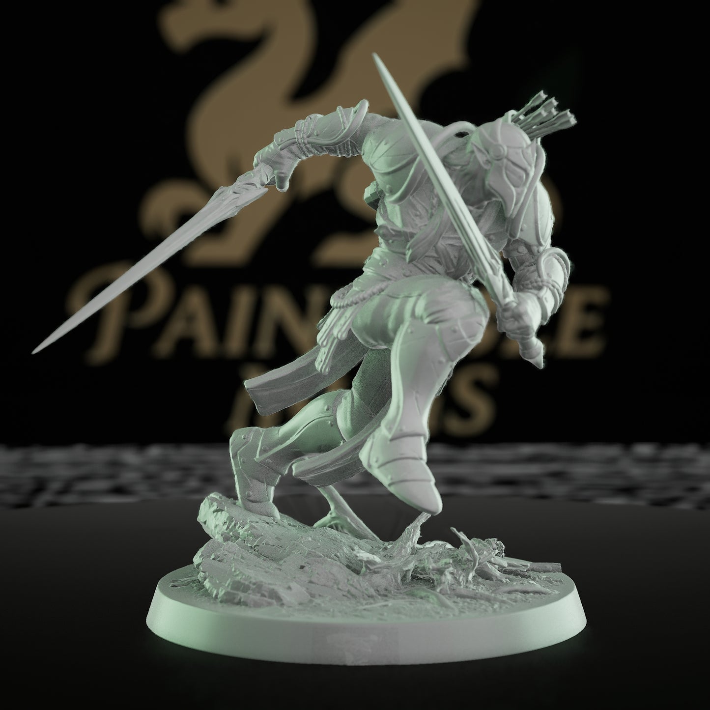 Collection Moon Elf Fighter Spear Warrior | Medium | Rescale Miniatures | D&D DnD Pathfinder Miniature