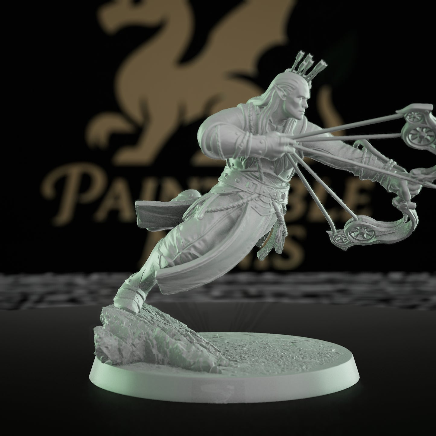 Collection Moon Elf Fighter Spear Warrior | Medium | Rescale Miniatures | D&D DnD Pathfinder Miniature