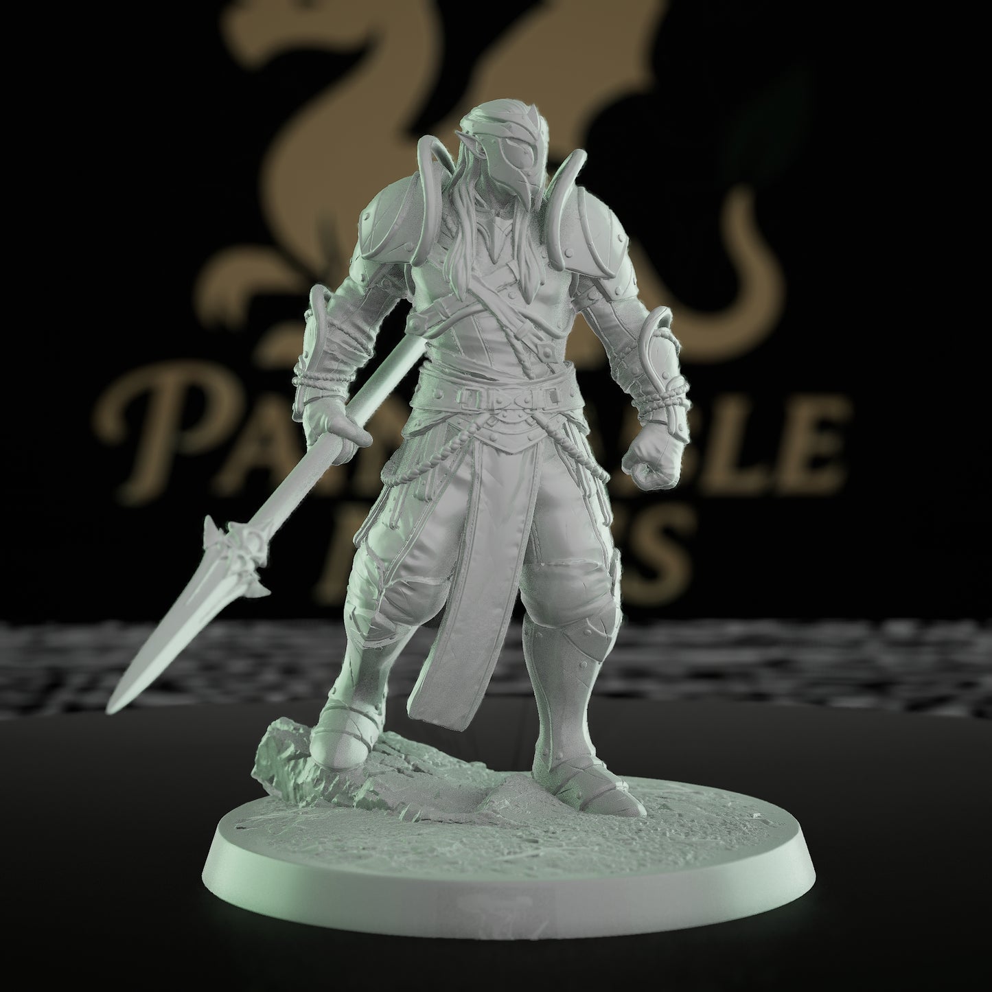 Collection Moon Elf Fighter Spear Warrior | Medium | Rescale Miniatures | D&D DnD Pathfinder Miniature