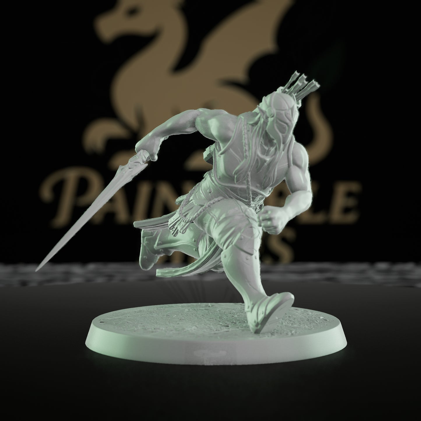 Collection Moon Elf Fighter Spear Warrior | Medium | Rescale Miniatures | D&D DnD Pathfinder Miniature