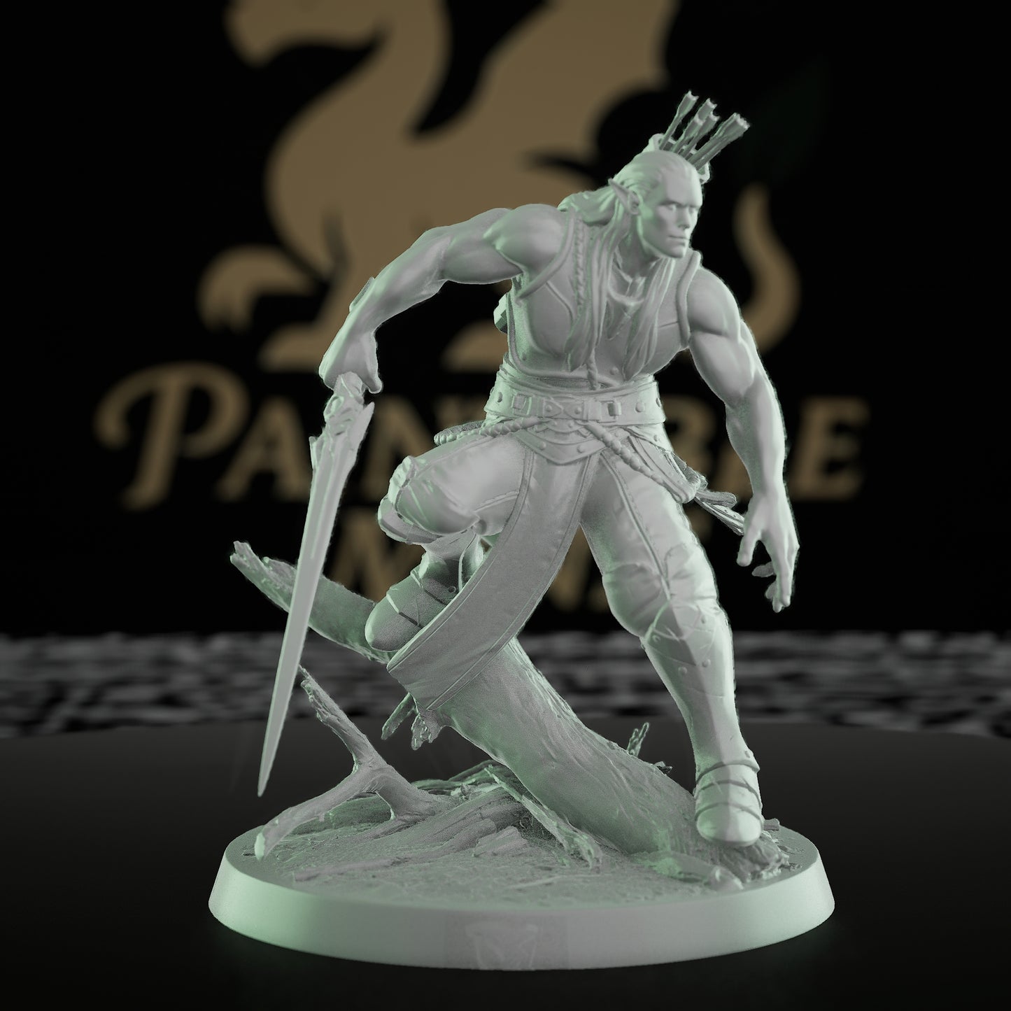 Collection Moon Elf Fighter Spear Warrior | Medium | Rescale Miniatures | D&D DnD Pathfinder Miniature