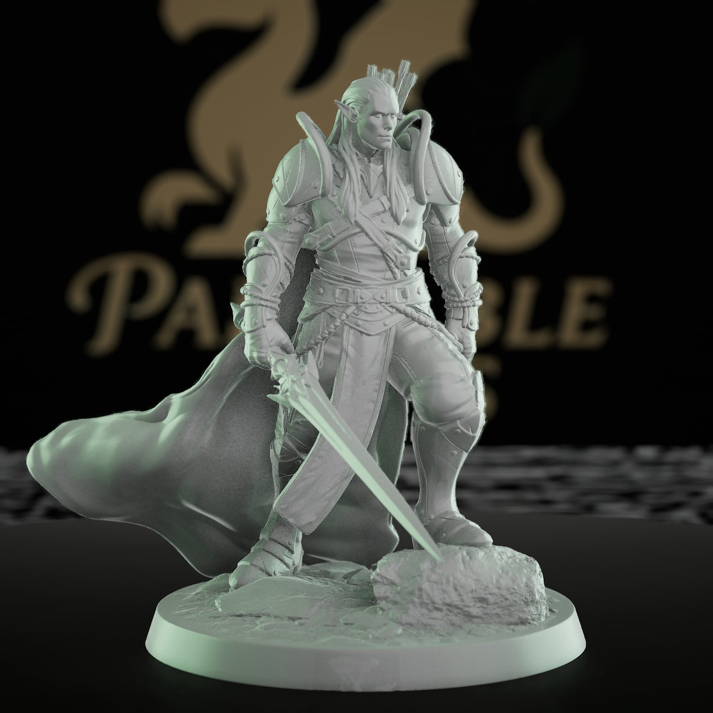 Collection Moon Elf Fighter Spear Warrior | Medium | Rescale Miniatures | D&D DnD Pathfinder Miniature