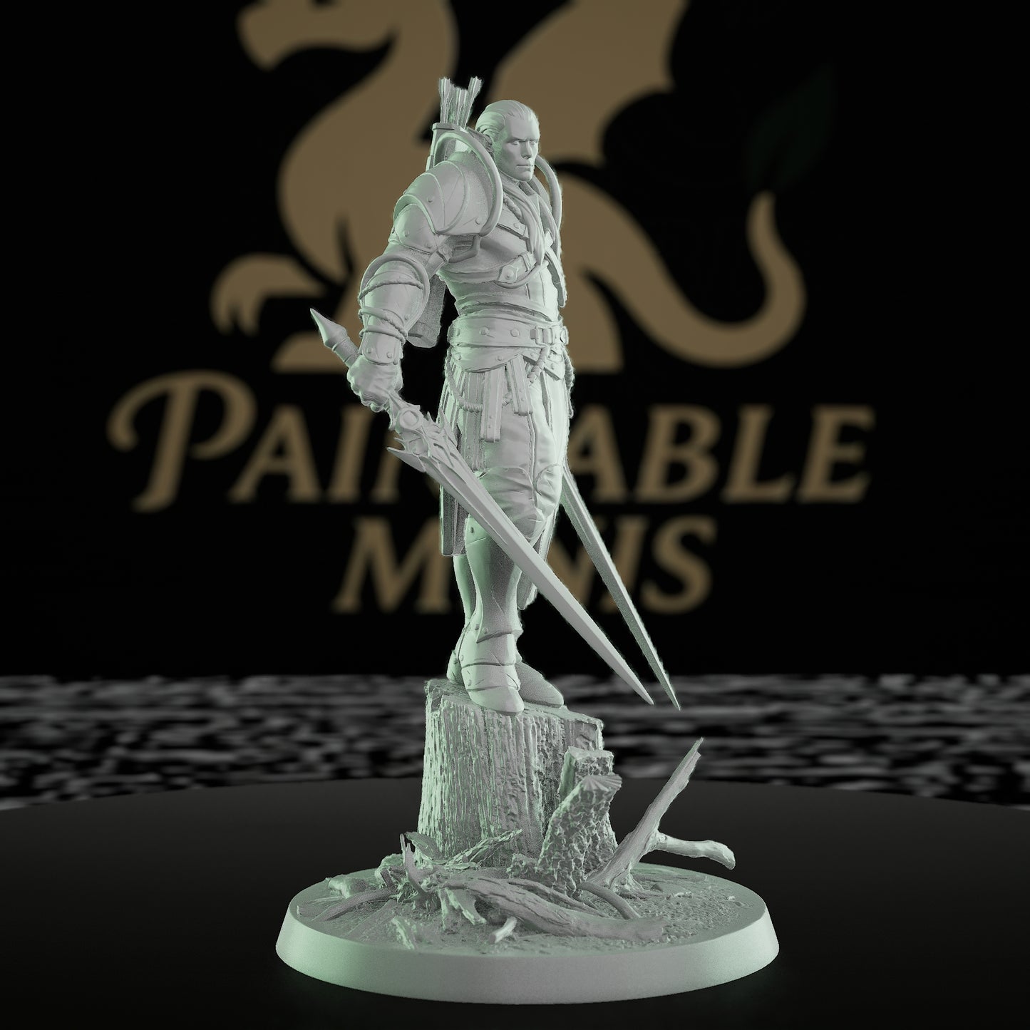 Collection Moon Elf Fighter Spear Warrior | Medium | Rescale Miniatures | D&D DnD Pathfinder Miniature