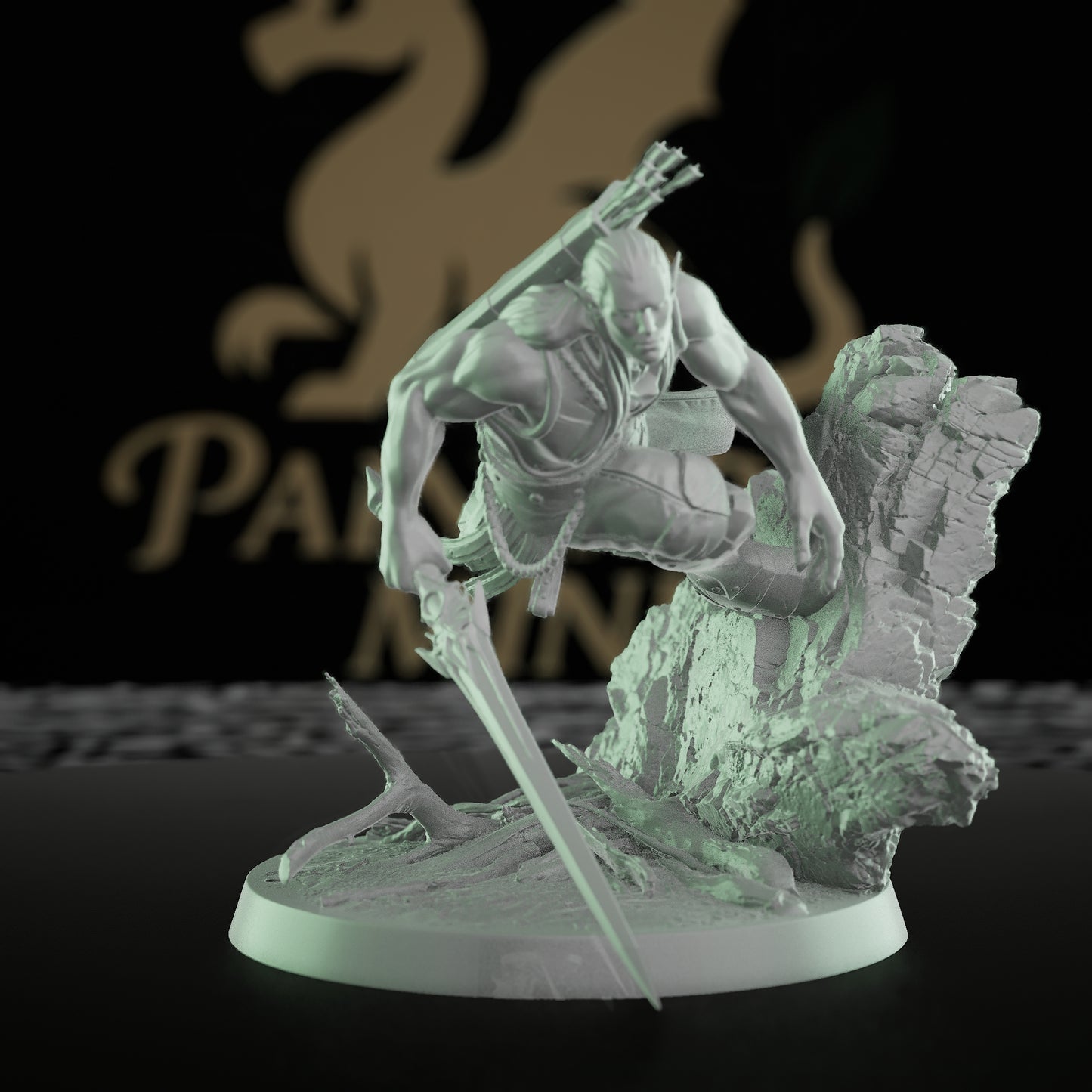 Collection Moon Elf Fighter Spear Warrior | Medium | Rescale Miniatures | D&D DnD Pathfinder Miniature