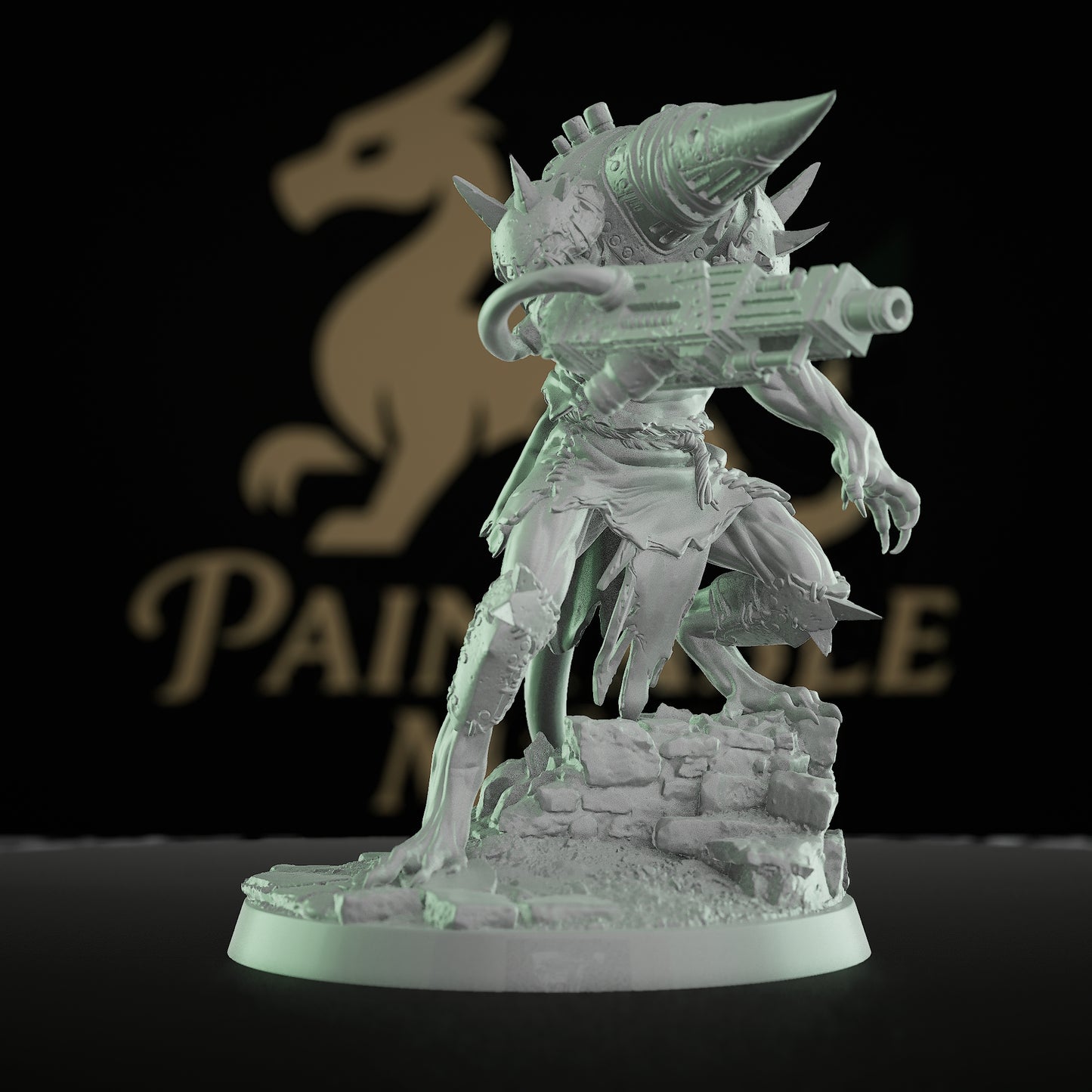 Collection Ratfolk Warrior Spiked Armor Mask | Medium | Rescale Miniatures | D&D DnD Pathfinder Miniature