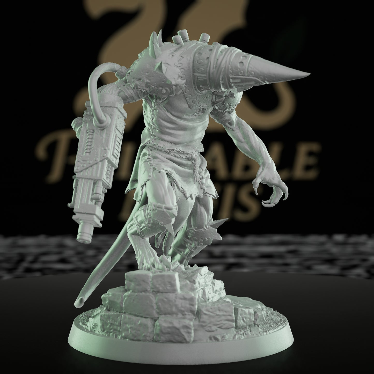 Collection Ratfolk Warrior Spiked Armor Mask | Medium | Rescale Miniatures | D&D DnD Pathfinder Miniature