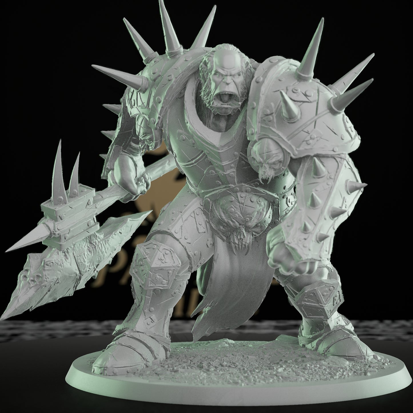 Orc Warlord Barbarian Miniature Large | Rescale Miniatures | D&D DnD Pathfinder Miniature