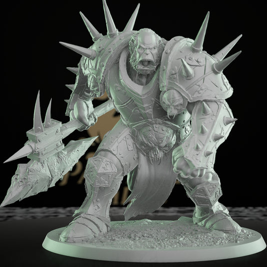 Orc Warlord Barbarian Miniature Large | Rescale Miniatures | D&D DnD Pathfinder Miniature