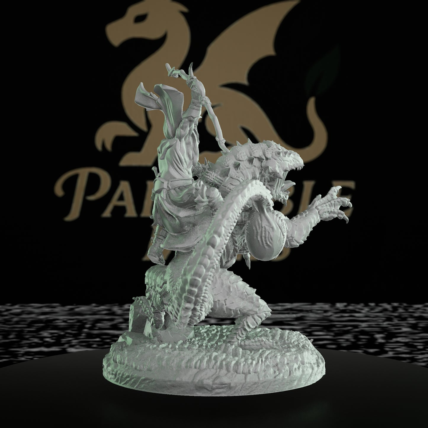 Rekari Sand Drake with Ekrothari Warrior Miniature | Dungeons and Dragons Large Mini | RPG Tabletop Painting