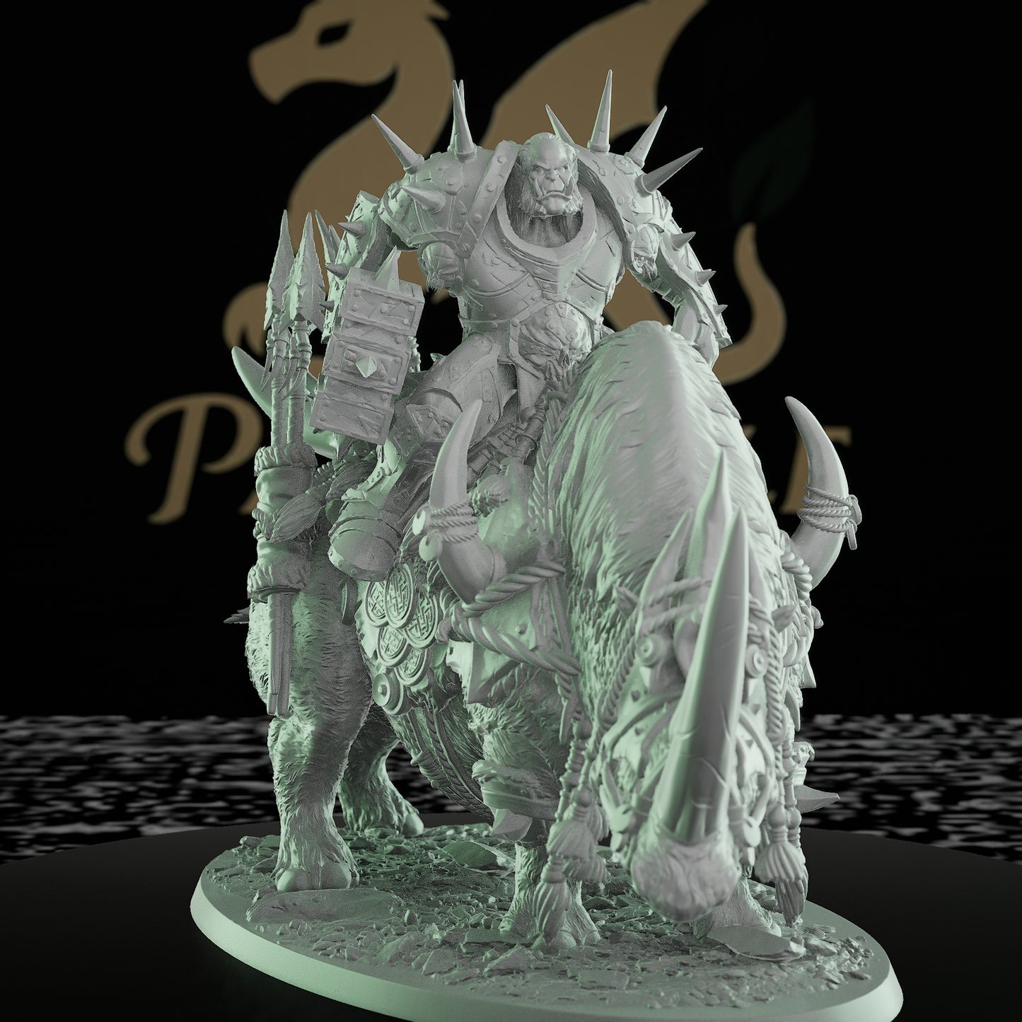 Collection Rhino Cav Rider Beasts Decor | Large | Rescale Miniatures | D&D DnD Pathfinder Miniature