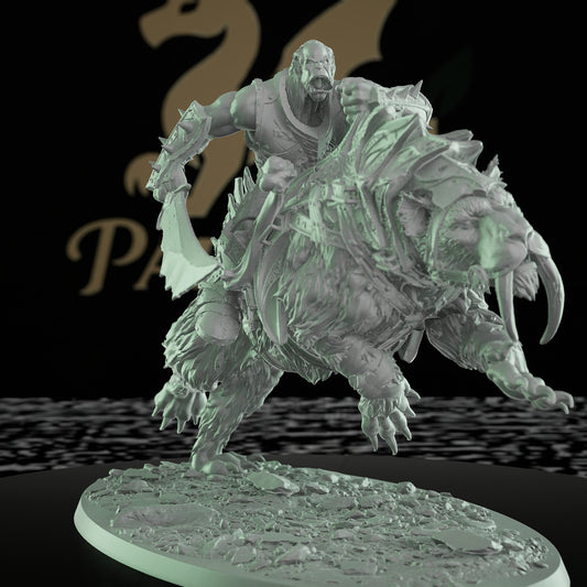 Collection Saber-toothed Tiger Orc Barbarian Rider | Large | Rescale Miniatures | D&D DnD Pathfinder Miniature