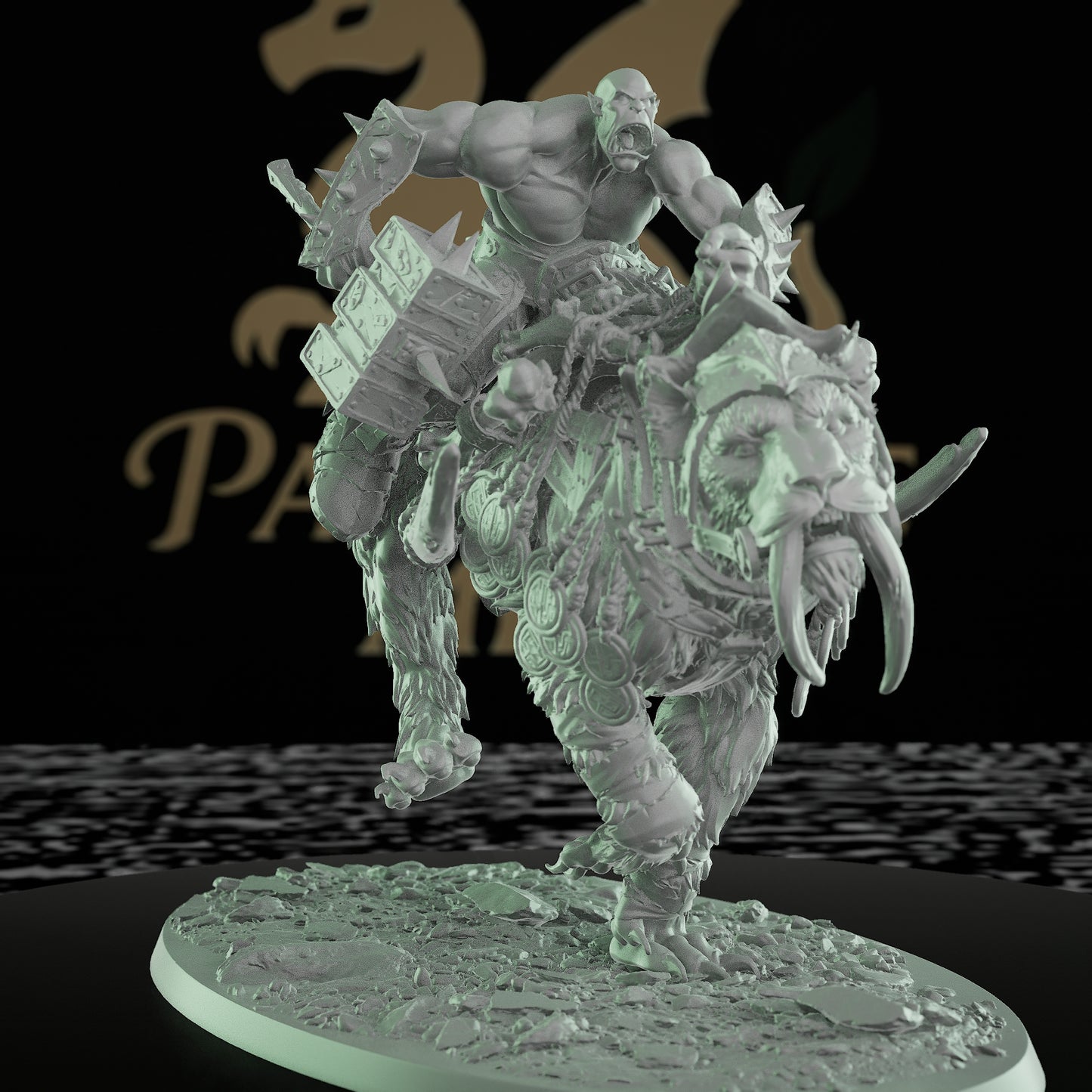 Collection Saber-toothed Tiger Orc Barbarian Rider | Large | Rescale Miniatures | D&D DnD Pathfinder Miniature