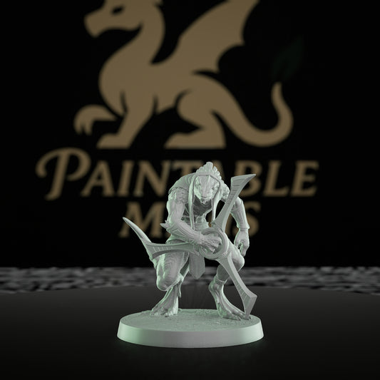 Collection Lizardfolk Rogue Miniature Boomerang Scales | Medium | Rescale Miniatures | D&D DnD Pathfinder Miniature