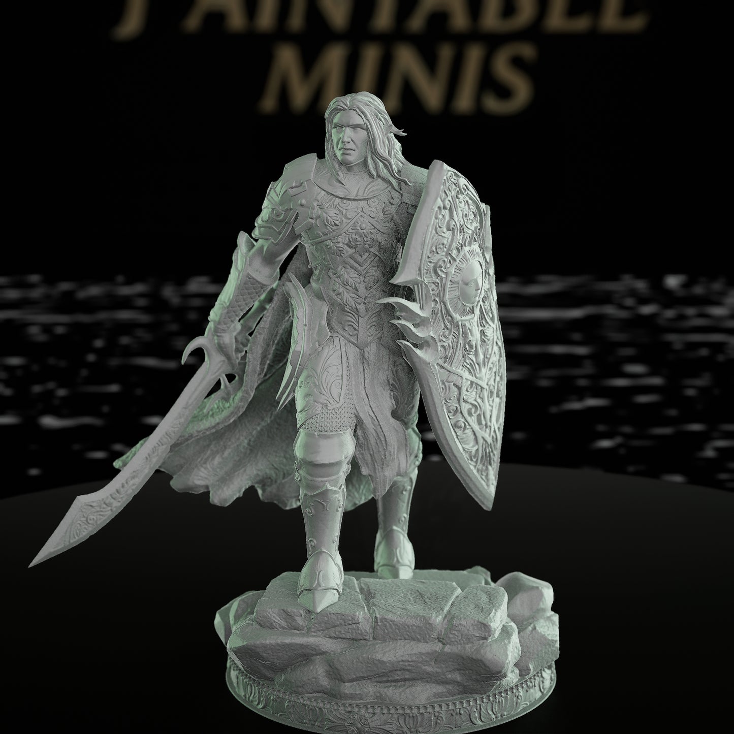 Half-Elven Paladin Sword Shield | Medium | DM Stash | D&D DnD Pathfinder Miniature