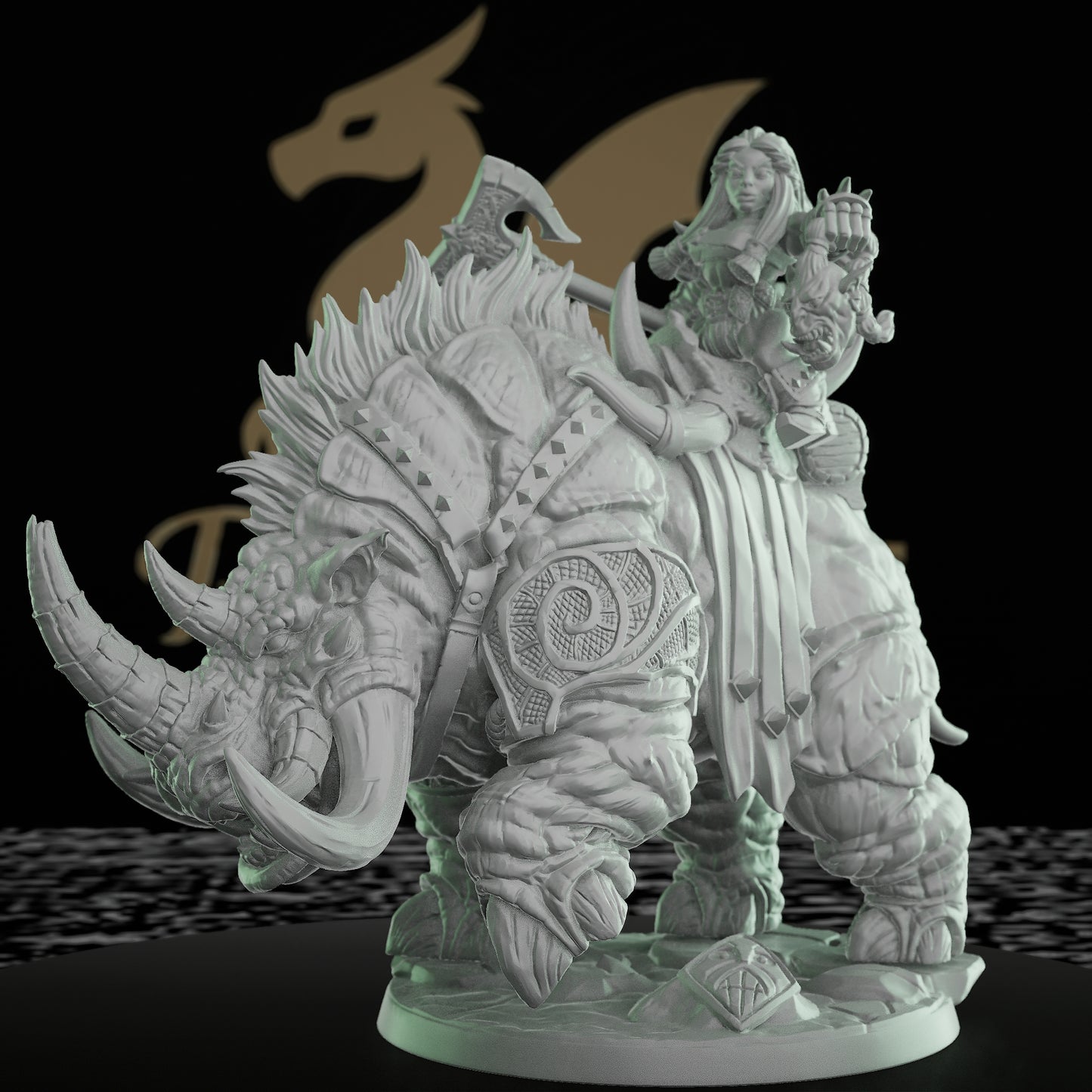 Dwarven Behemoth Rider Miniature Cavalry | Large | Artisan Guild | D&D DnD Pathfinder Miniature