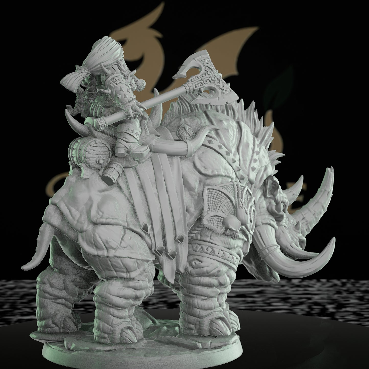 Dwarven Behemoth Rider Miniature Cavalry | Large | Artisan Guild | D&D DnD Pathfinder Miniature