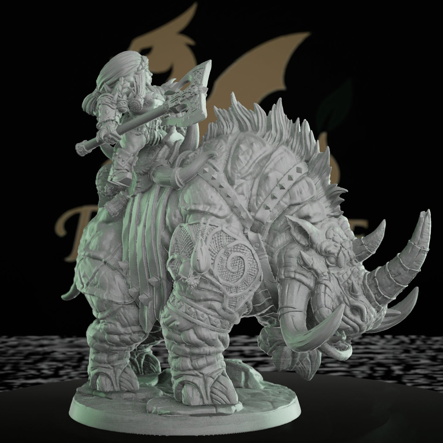 Dwarven Behemoth Rider Miniature Cavalry | Large | Artisan Guild | D&D DnD Pathfinder Miniature