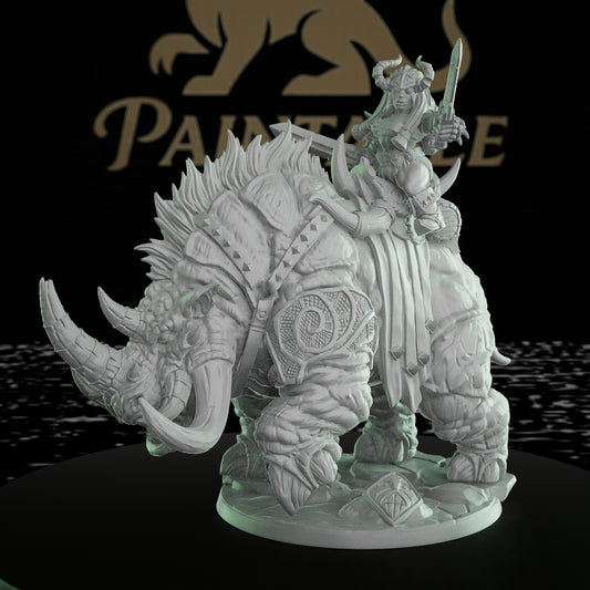 Dwarven Behemoth Rider Miniature Cavalry | Large | Artisan Guild | D&D DnD Pathfinder Miniature