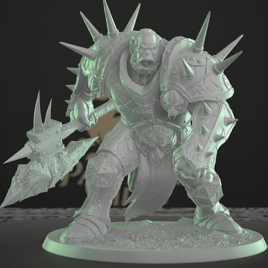 Orc Warlord Barbarian Miniature Large | Rescale Miniatures | D&D DnD Pathfinder Miniature